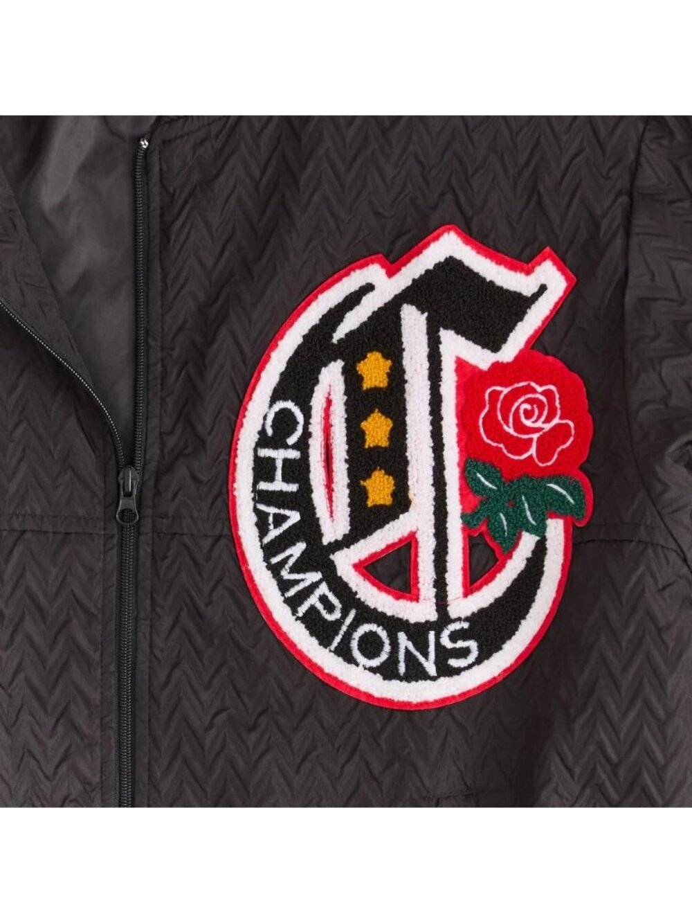 Reason Men Varsity Coach Chenille Patch Jacket Black Size Large - Picture 4 of 4